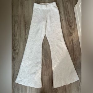 White teddy flared pants